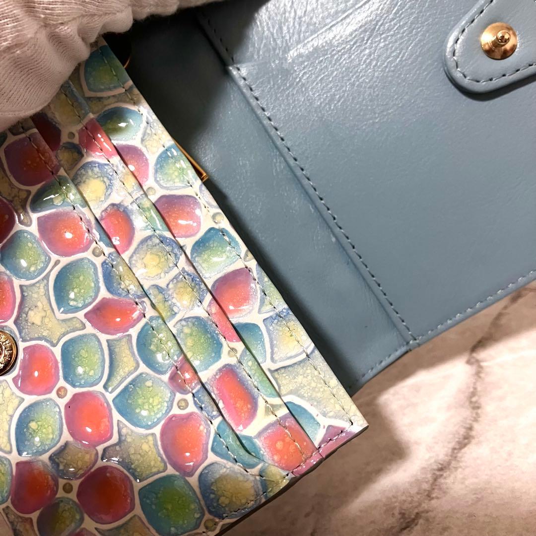 希少✨エーテル AETHER オルテンシア 紫陽花柄 エナメルレザー 折り財布