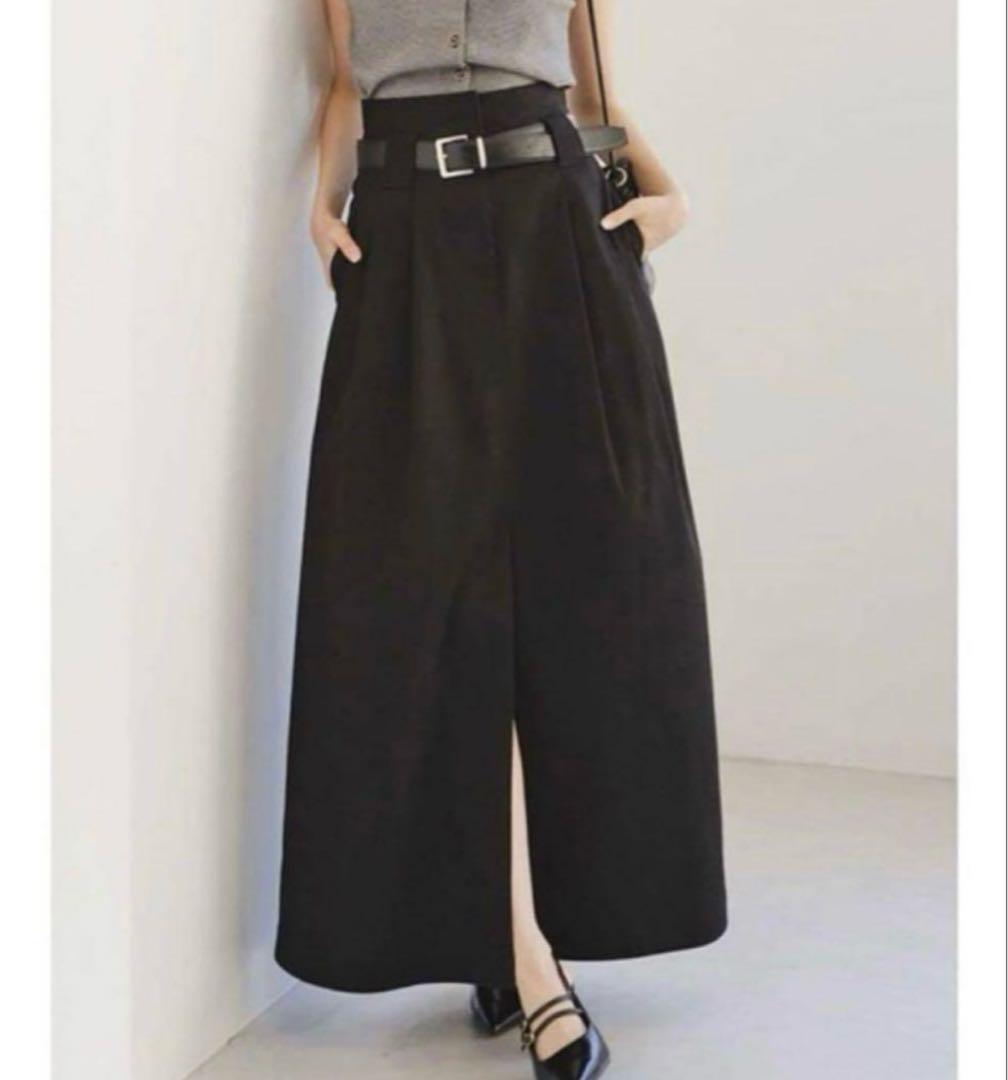 新品♡スナイデル　チノワイドスカート　スリット　ブラック　SNIDEL