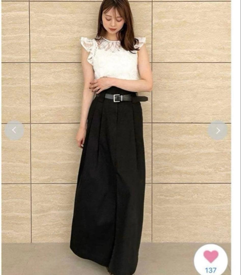 新品♡スナイデル　チノワイドスカート　スリット　ブラック　SNIDEL
