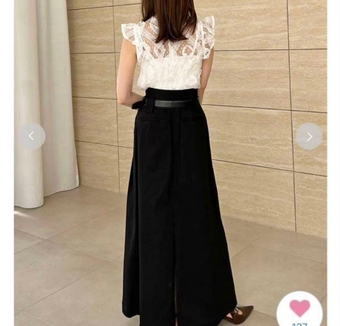 新品♡スナイデル　チノワイドスカート　スリット　ブラック　SNIDEL