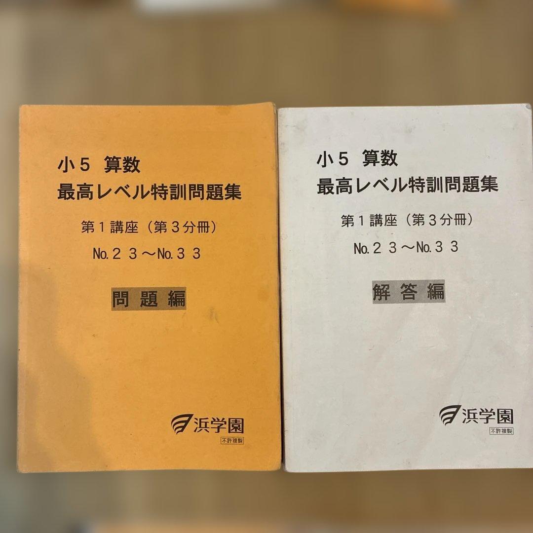 浜学園　最高レベル特訓　小5 算数　問題編　解説編　難問解説集付2024年使用版