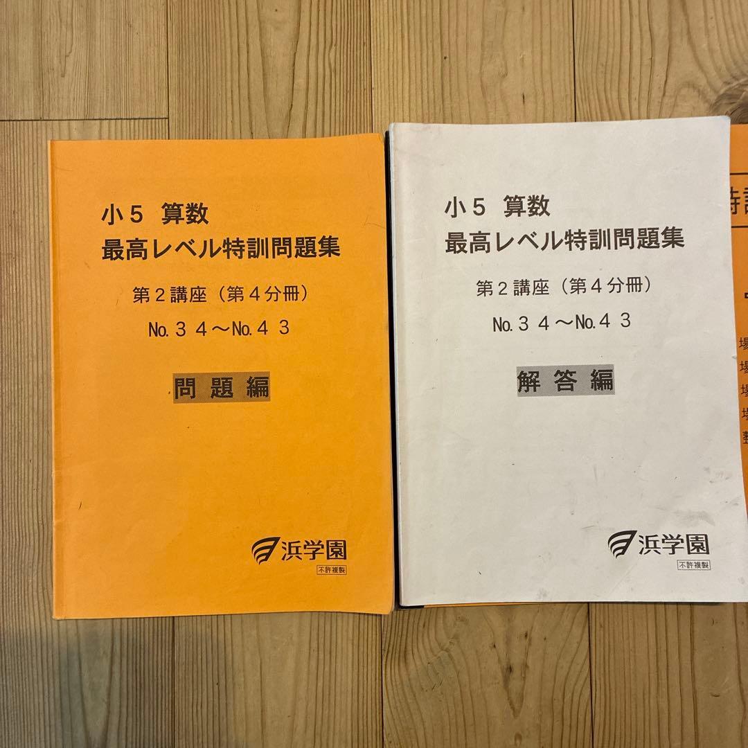 浜学園　最高レベル特訓　小5 算数　問題編　解説編　難問解説集付2024年使用版