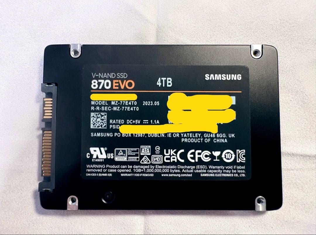 Samsung 870 EVO 4TB SATA 2.5インチ