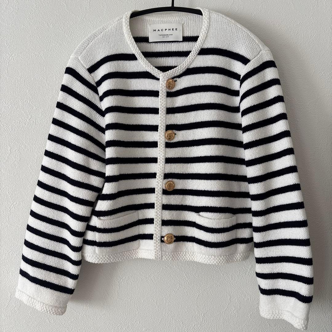 極美品　MACPHEE マカフィー　ハーフミラノリブ クロップドカーディガン　S