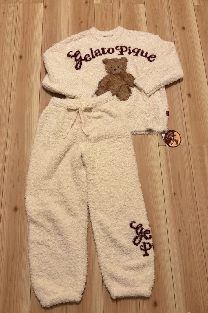 Gelato Pique テディベア刺繍 ルームウェア上下セット