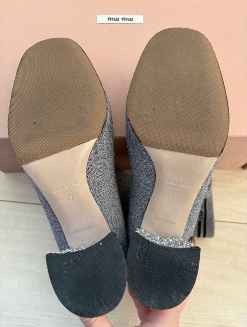 miu miu グレー スパンデックス ブーツ 37 【限定販売】