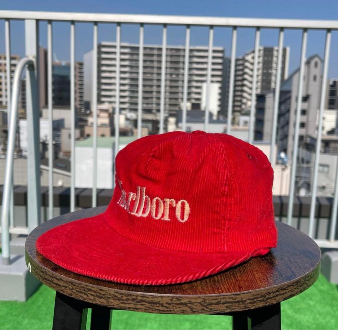 【激レア✨】Marlboro コーデュロイキャップ 赤　90s USA製