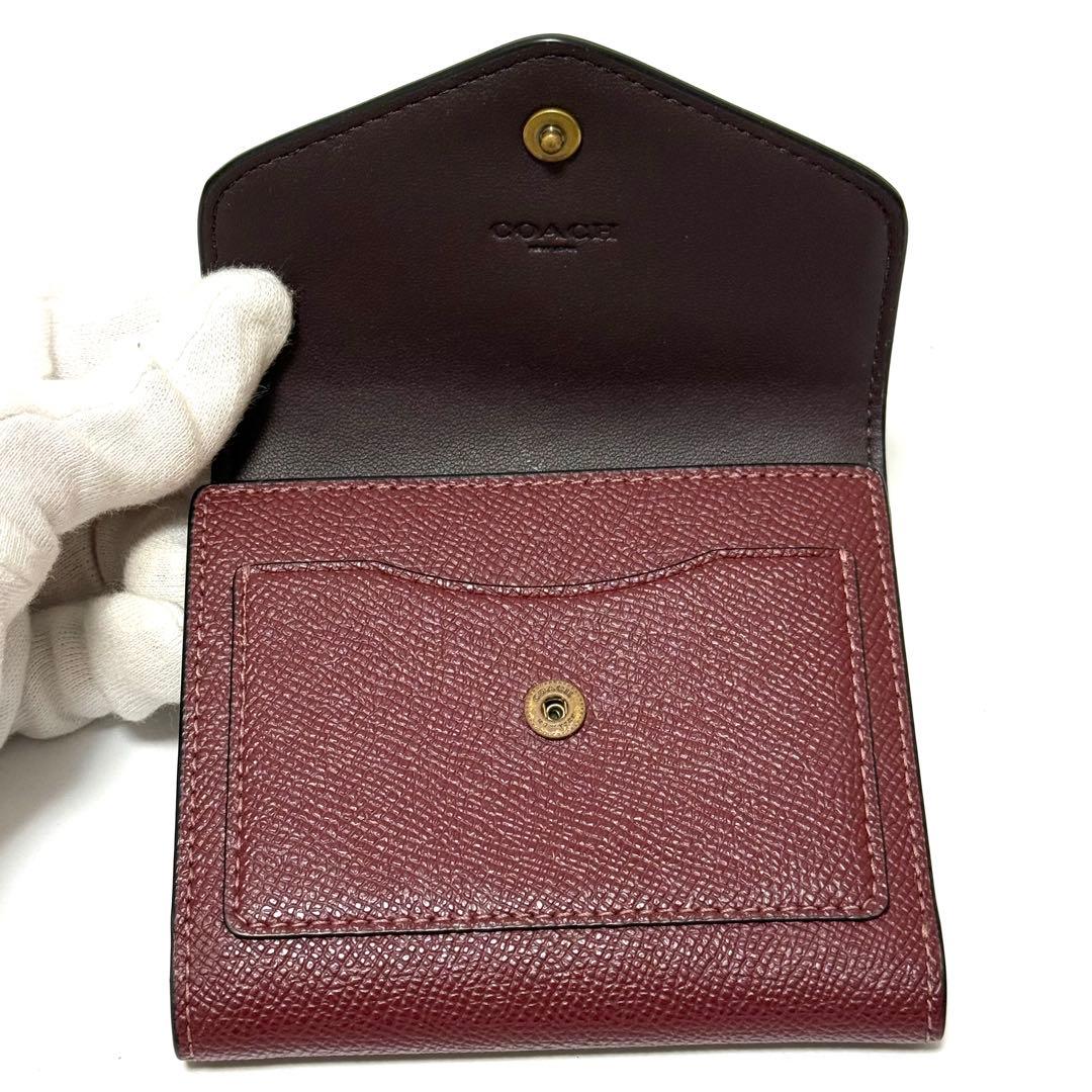美品 コーチ ウィン WYN スモール ウォレット 折り財布 ミニ財布 ボルドー