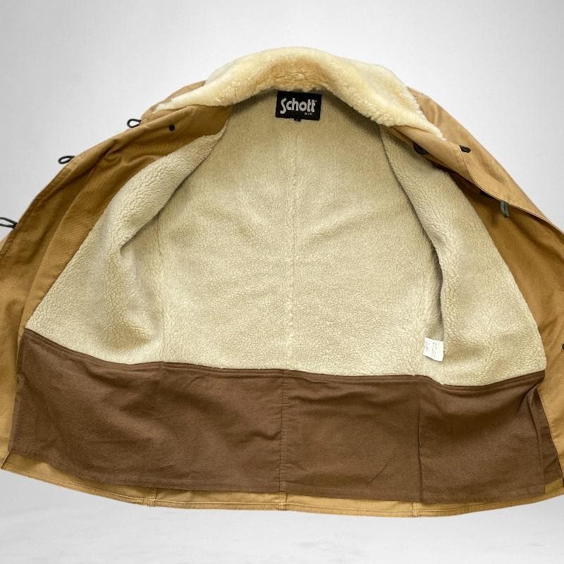 Schott ショット ダッフルコート ボア M メンズ ブラウン くるみボタン