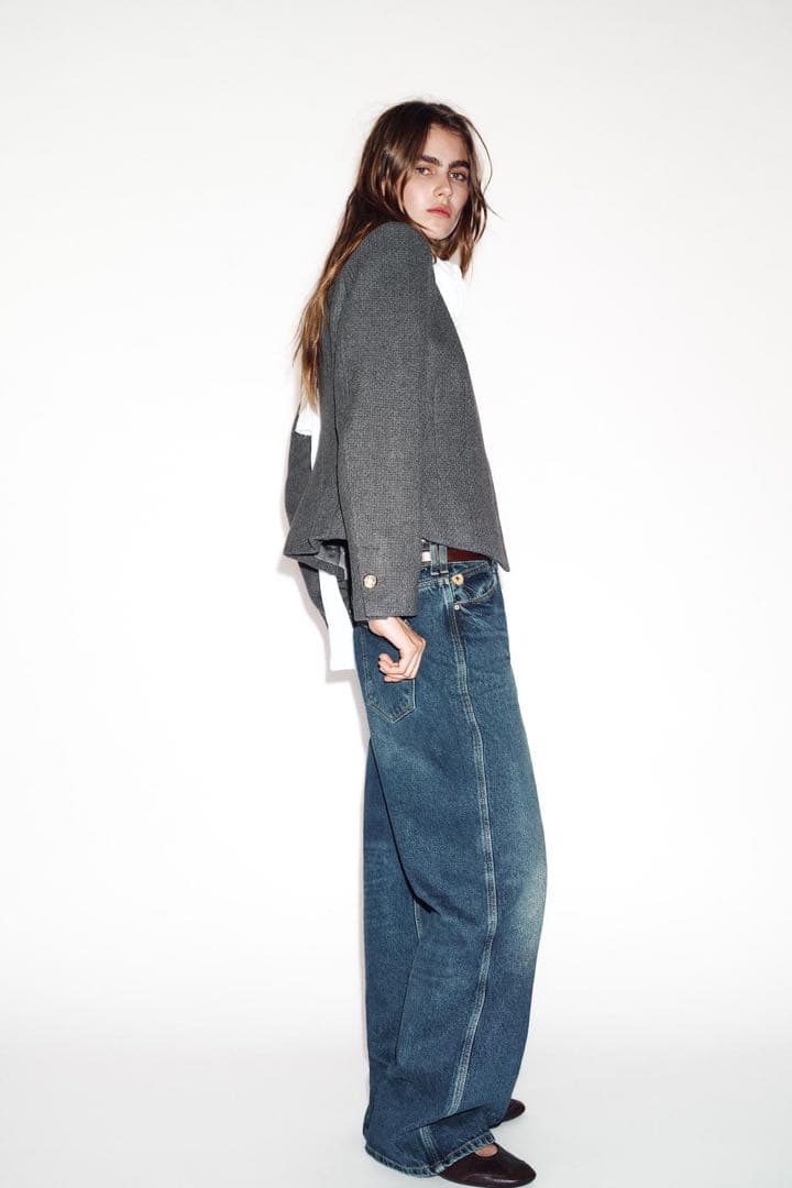 完売品 ZARA テーラードクルーネックブレザー Sサイズ新品タグ付き