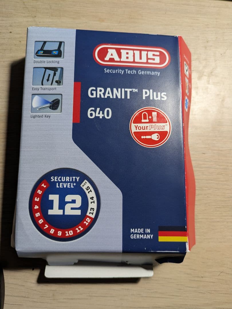 ABUS アブス GRANIT PLUS 640 U型ロック 鍵2本付き