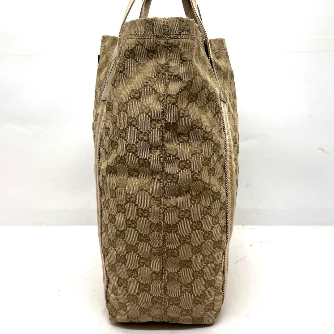 【美品】グッチ トートバッグ シェリーライン GG キャンバスレザー A4可