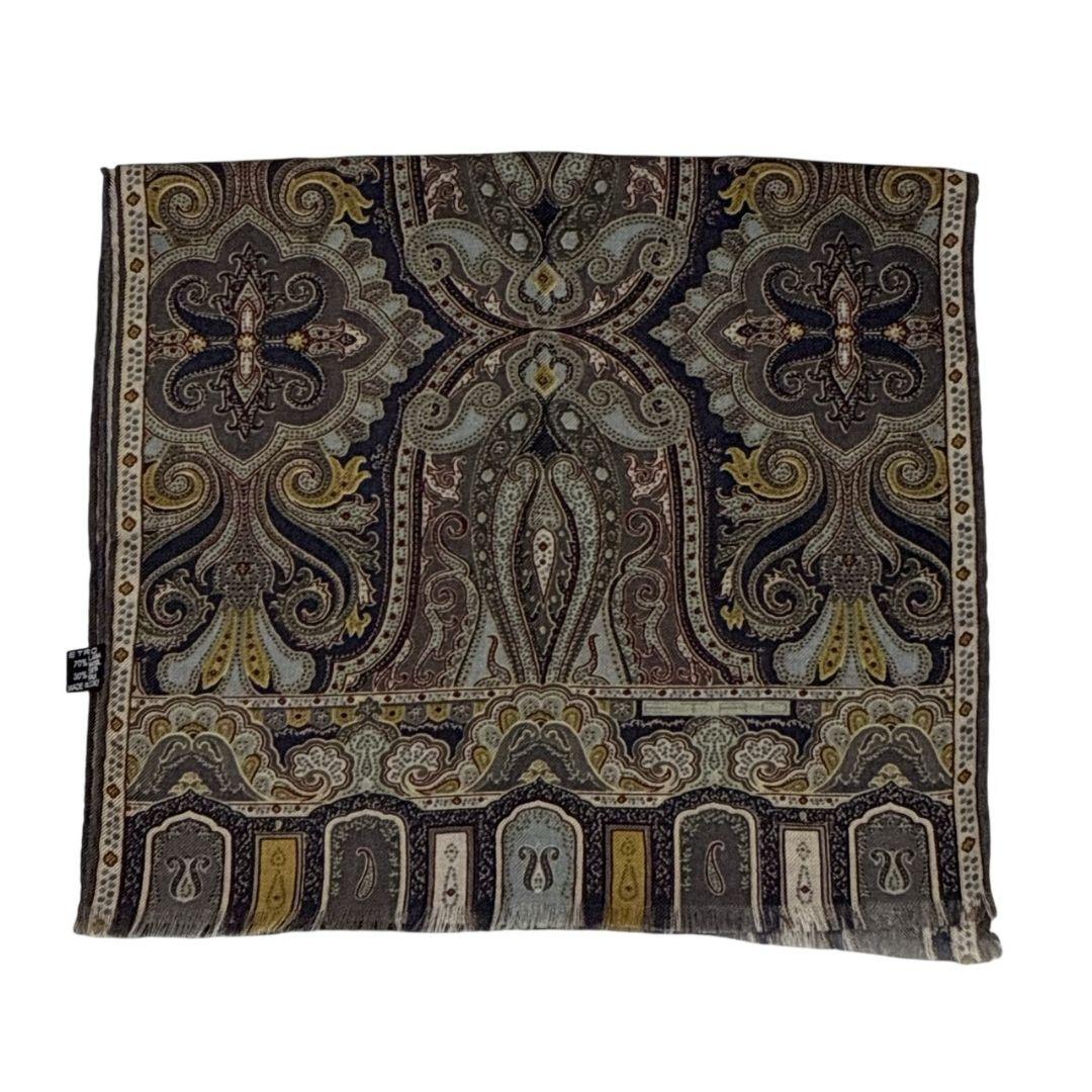 極美品✨ETRO エトロ シルク混 イタリア ペイズリー 大判ストール スカーフ