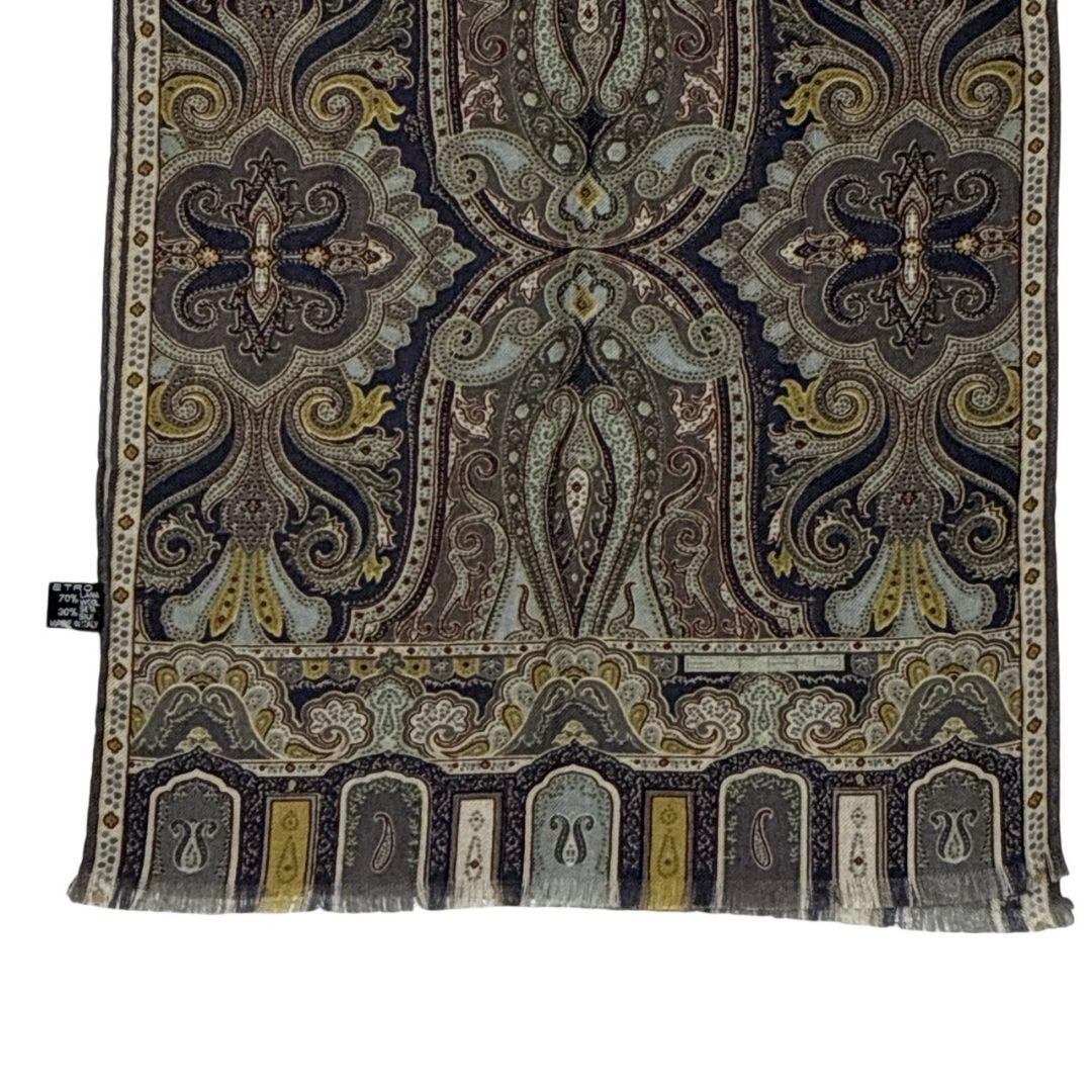 極美品✨ETRO エトロ シルク混 イタリア ペイズリー 大判ストール スカーフ