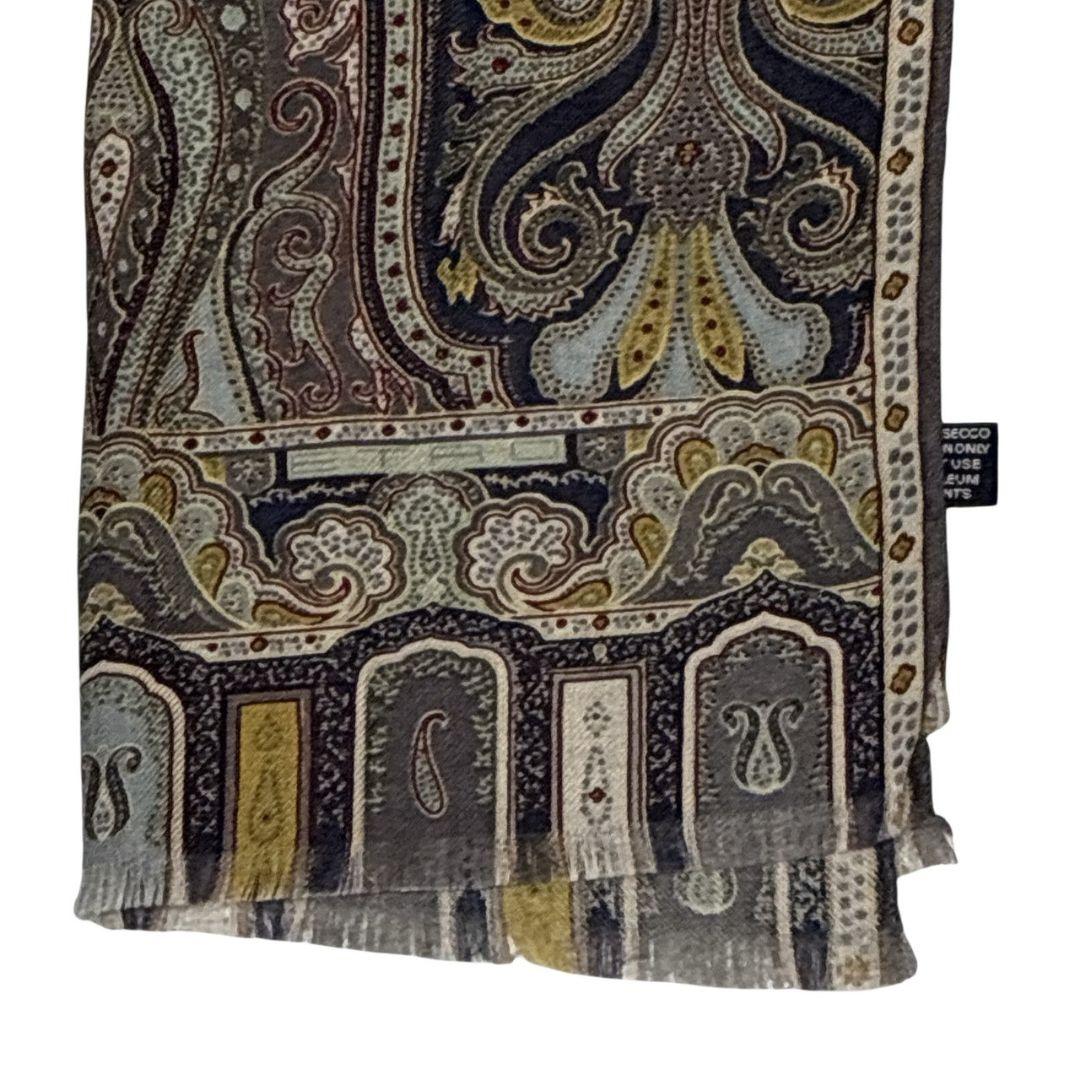 極美品✨ETRO エトロ シルク混 イタリア ペイズリー 大判ストール スカーフ