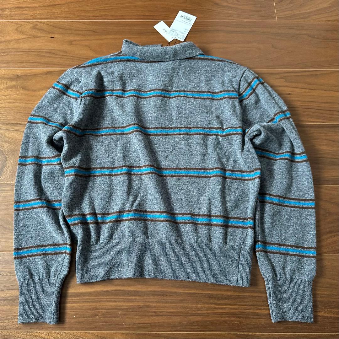 CANAL JEAN El mar ポロ襟ボーダーニット グレー