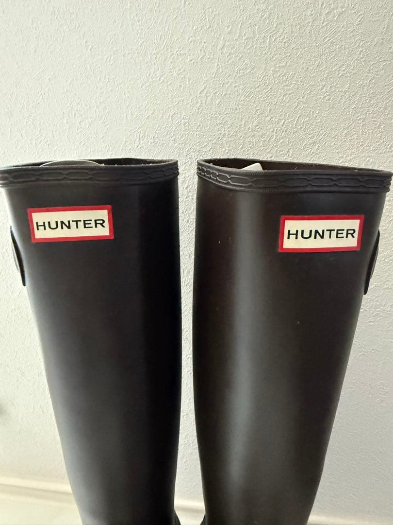 HUNTER 長靴 ダークブラウン バックル付き