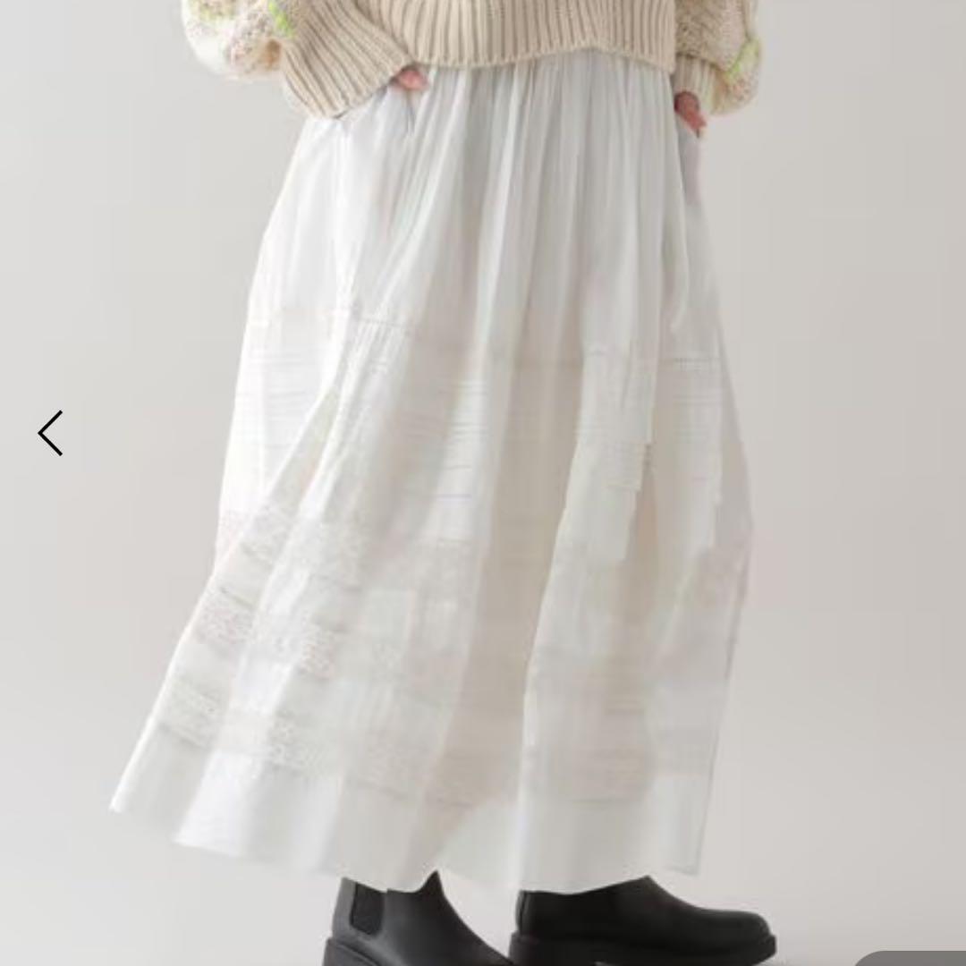 新品＊natural by clip＊タックレースギャザースカート