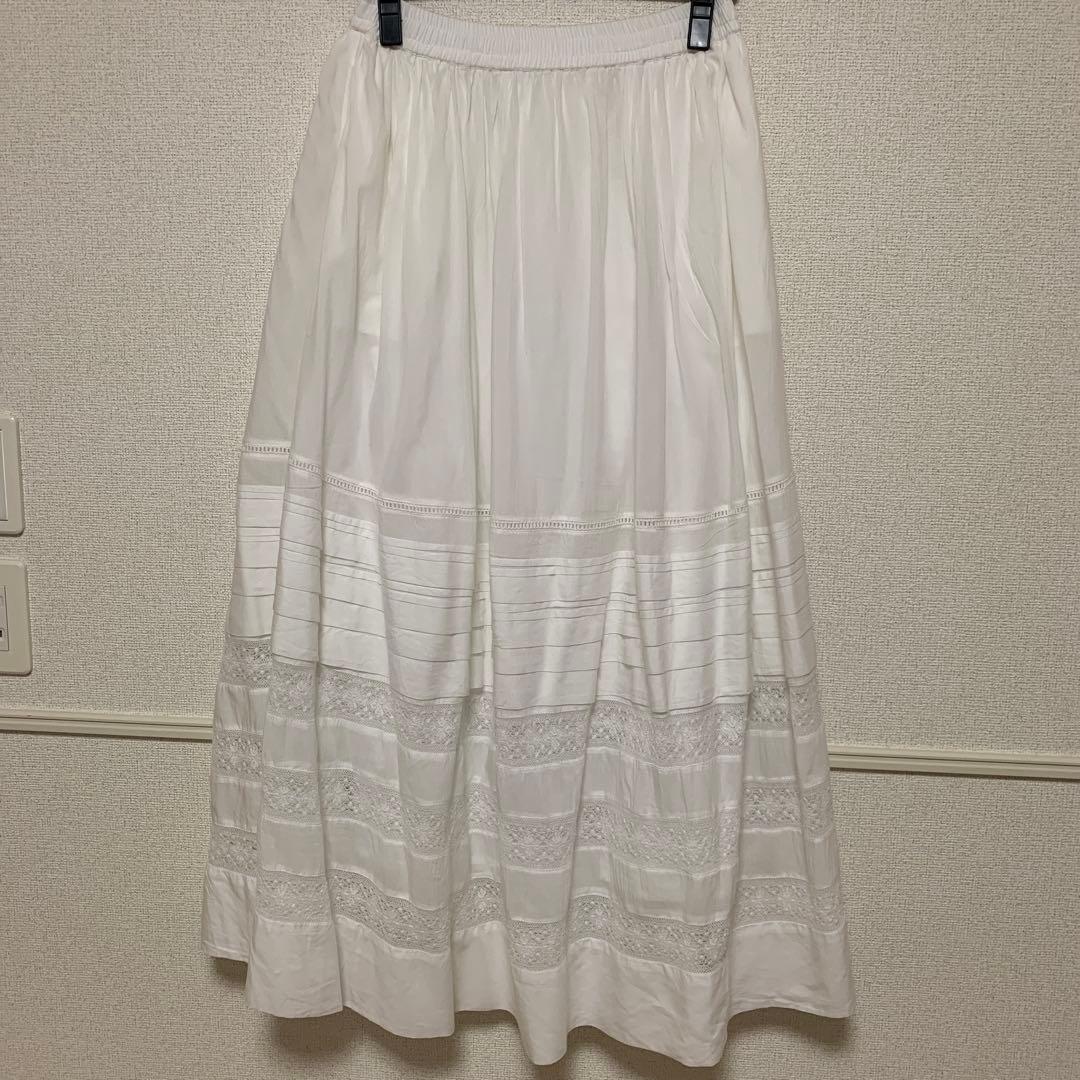 新品＊natural by clip＊タックレースギャザースカート