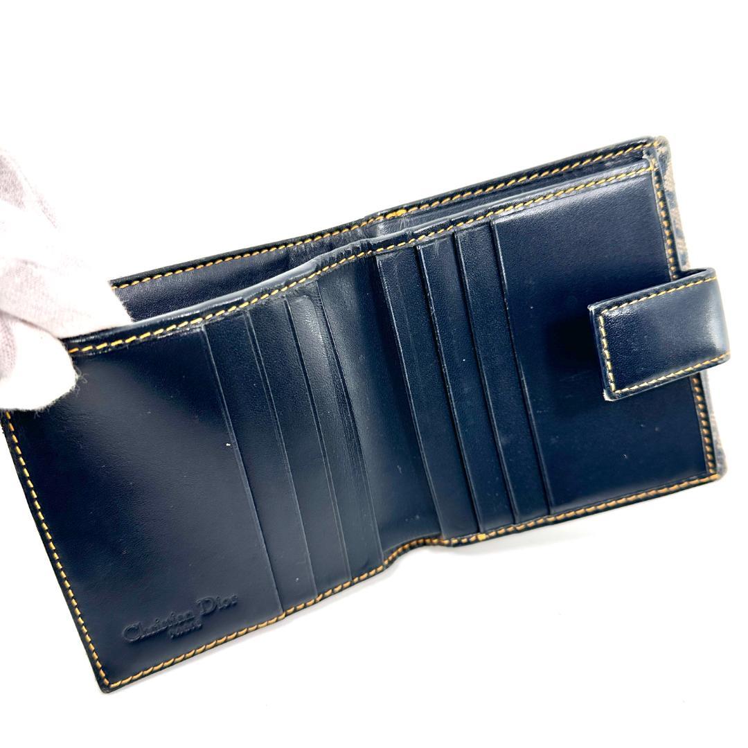 Christian Dior 折り財布 トロッター Wホック ポケット ネイビー