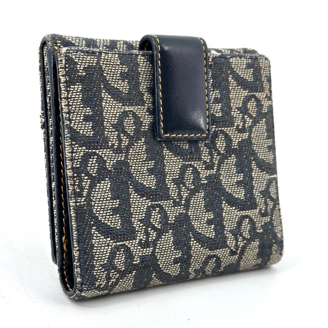 Christian Dior 折り財布 トロッター Wホック ポケット ネイビー