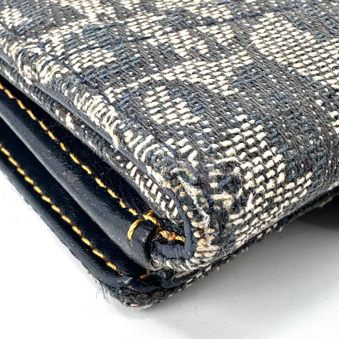 Christian Dior 折り財布 トロッター Wホック ポケット ネイビー