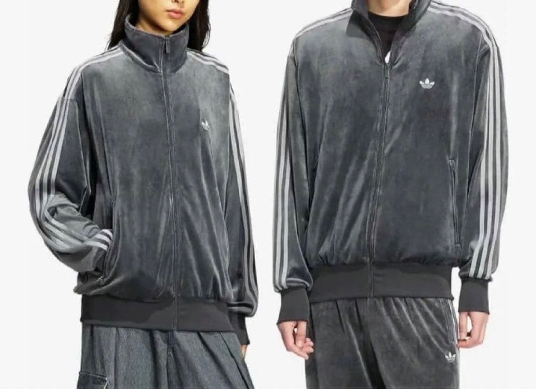 新品タグ付き　adidas ベロア　トラックジャケット ジャージ グレー
