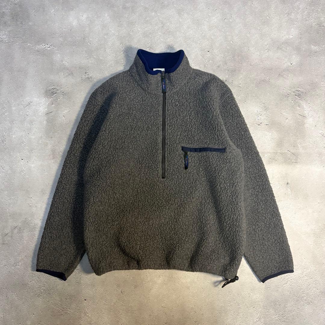 80s L.L.Bean ハーフジップ ボアフリース ドローコード 短丈 USA