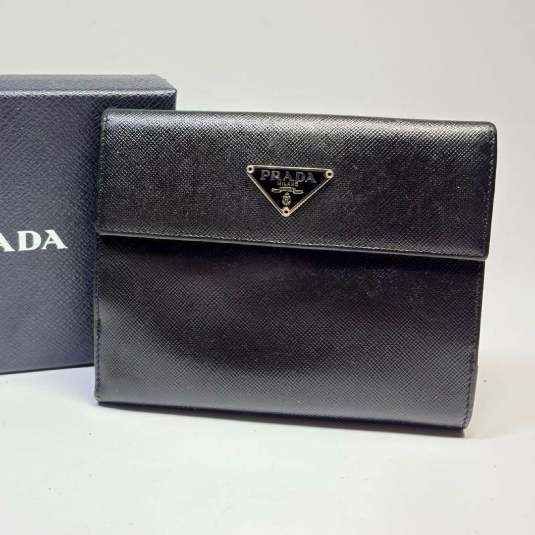 PRADA プラダ サフィアーノ レザー カードケース ブラック 三角ロゴ正規品