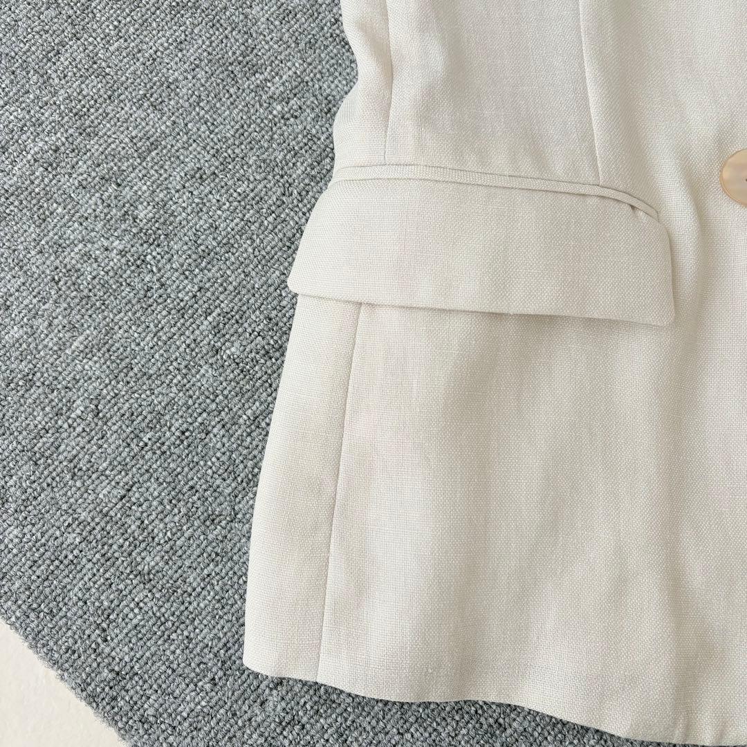 美品✨《エストネーション》軽量 リネンライク ダブルテーラードジャケット