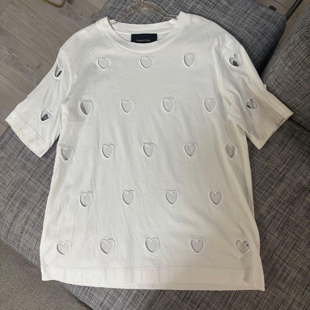 Simone Rocha ハート刺繍 Tシャツ M ホワイト 半袖 美品