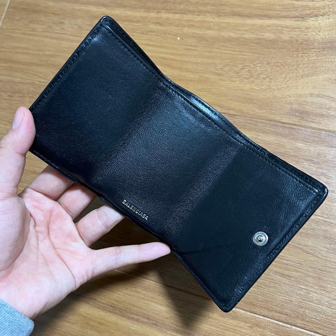 BALENCIAGA バレンシアガ ミニウォレット 三つ折り財布 クロコ 黒