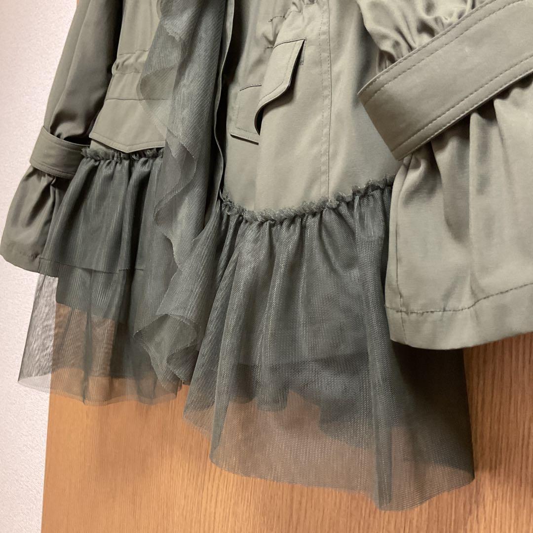 QVC アンドラブクローゼット　フリル付きミリタリージャケット　L〜L L