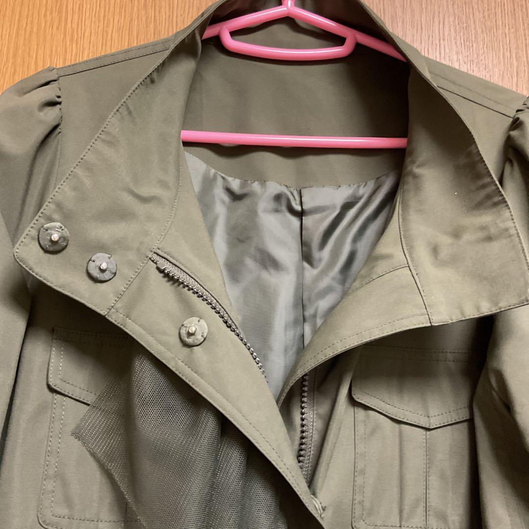 QVC アンドラブクローゼット　フリル付きミリタリージャケット　L〜L L