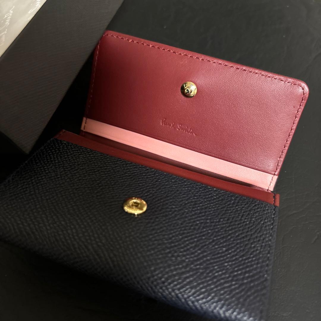 値下げ！新品 Paul Smith ネイビー✖️ピンク レザー 名刺入れ