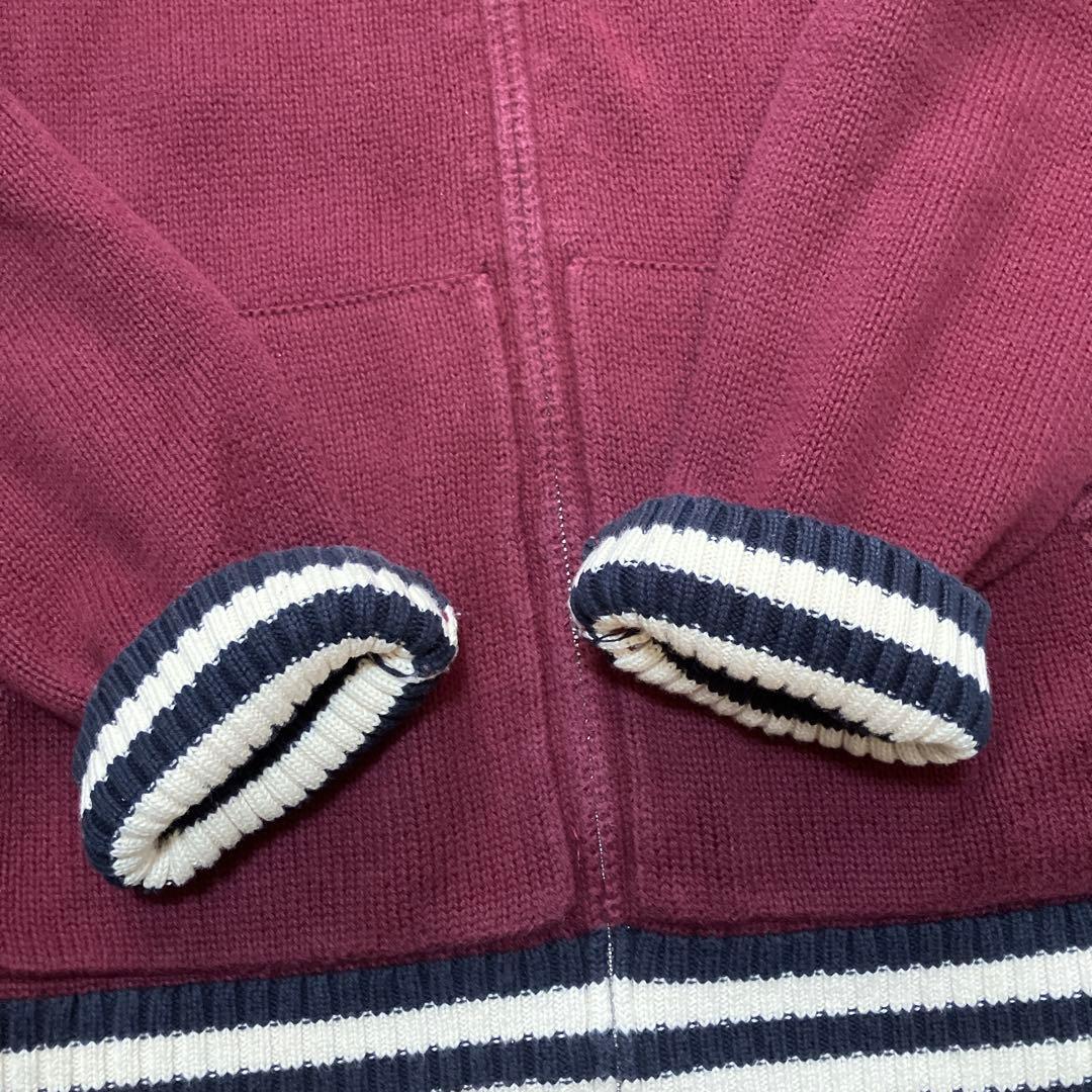 ポロ ラルフローレン ロゴワッペン刺繍 ジップアップ ウールカーディガン XL