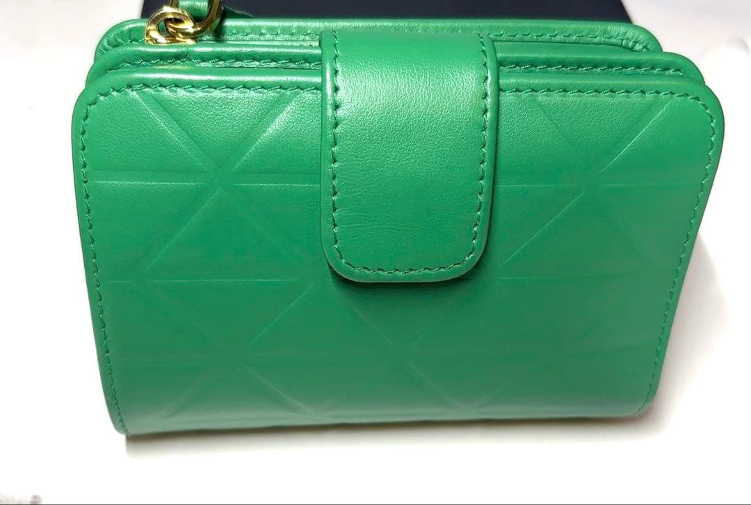 【超美品】プラダ PRADA 2つ折り 財布 ウォレット 緑 グリーン