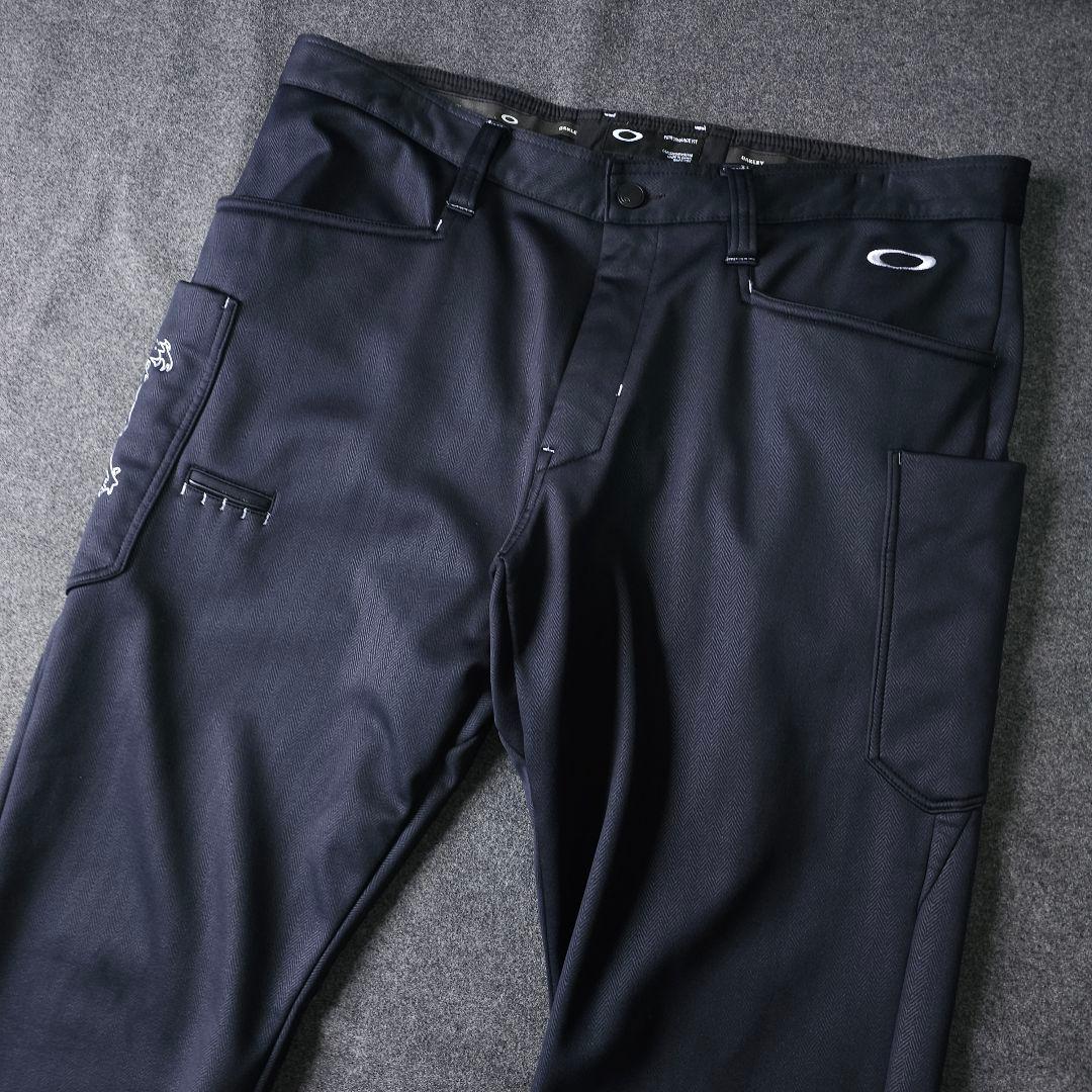 希少W38 4L相当 オークリーゴルフ ストレッチゴルフパンツ 黒 スカルロゴ