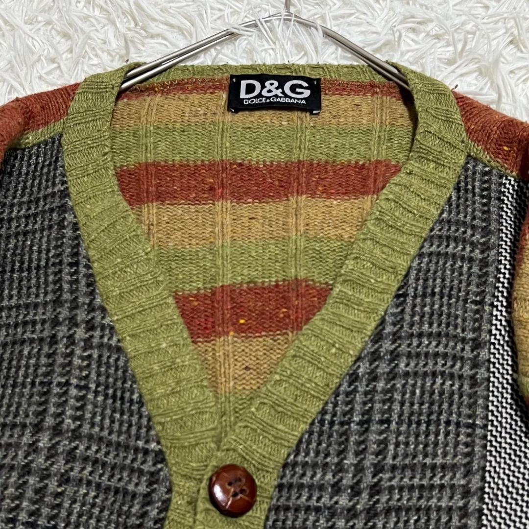 希少✨D&G ドルチェ&ガッバーナ パッチワーク くるみボタン カーディガン