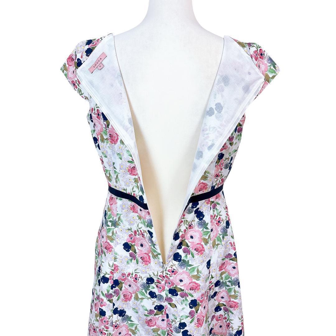 【美品】TOCCA フレンチスリーブ フレアワンピース Aライン 6 花柄