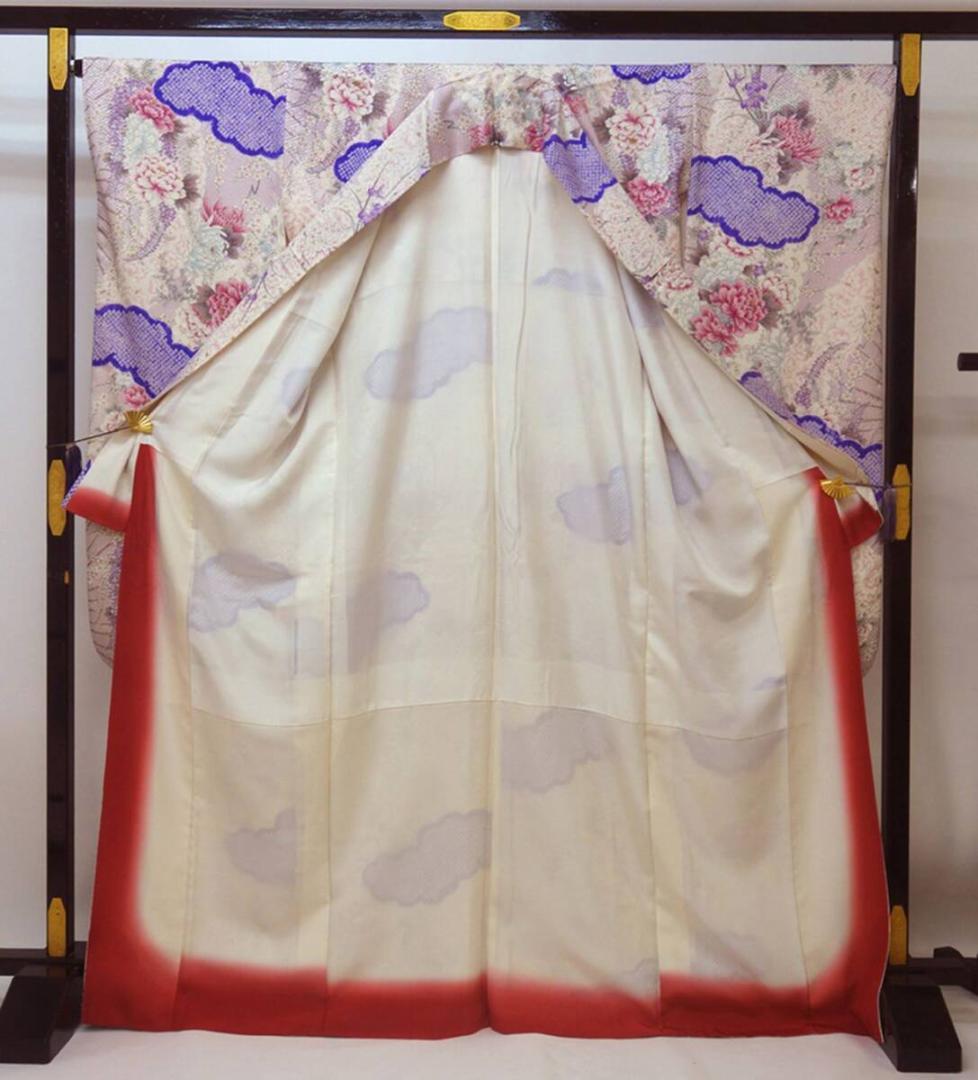 【SALE30%OFF】中古美品 振袖 花柄 菊 桜 藤 絞り 薄紫