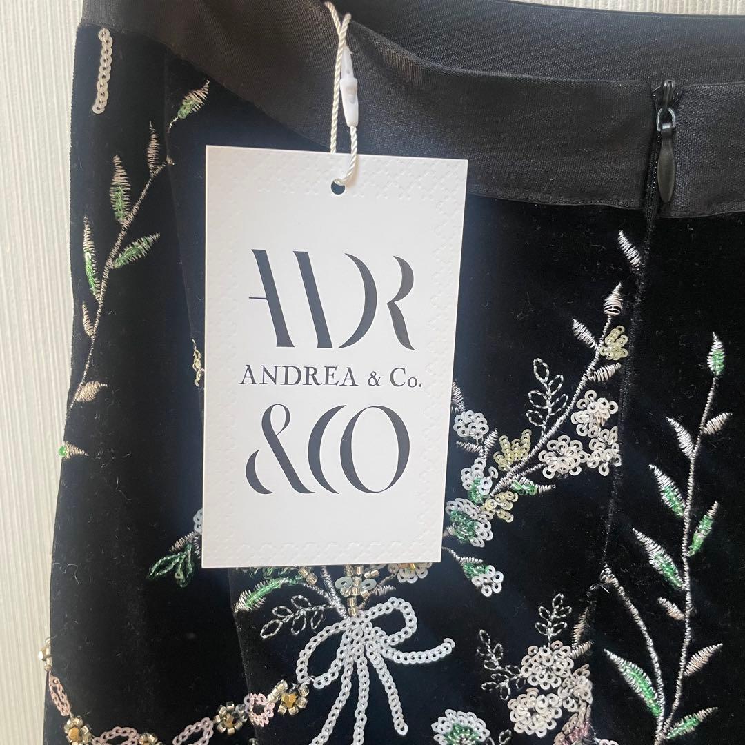 ANDREA&Co. アンドレア&コー　ボタニカル刺繍ベロアスカート　ロング