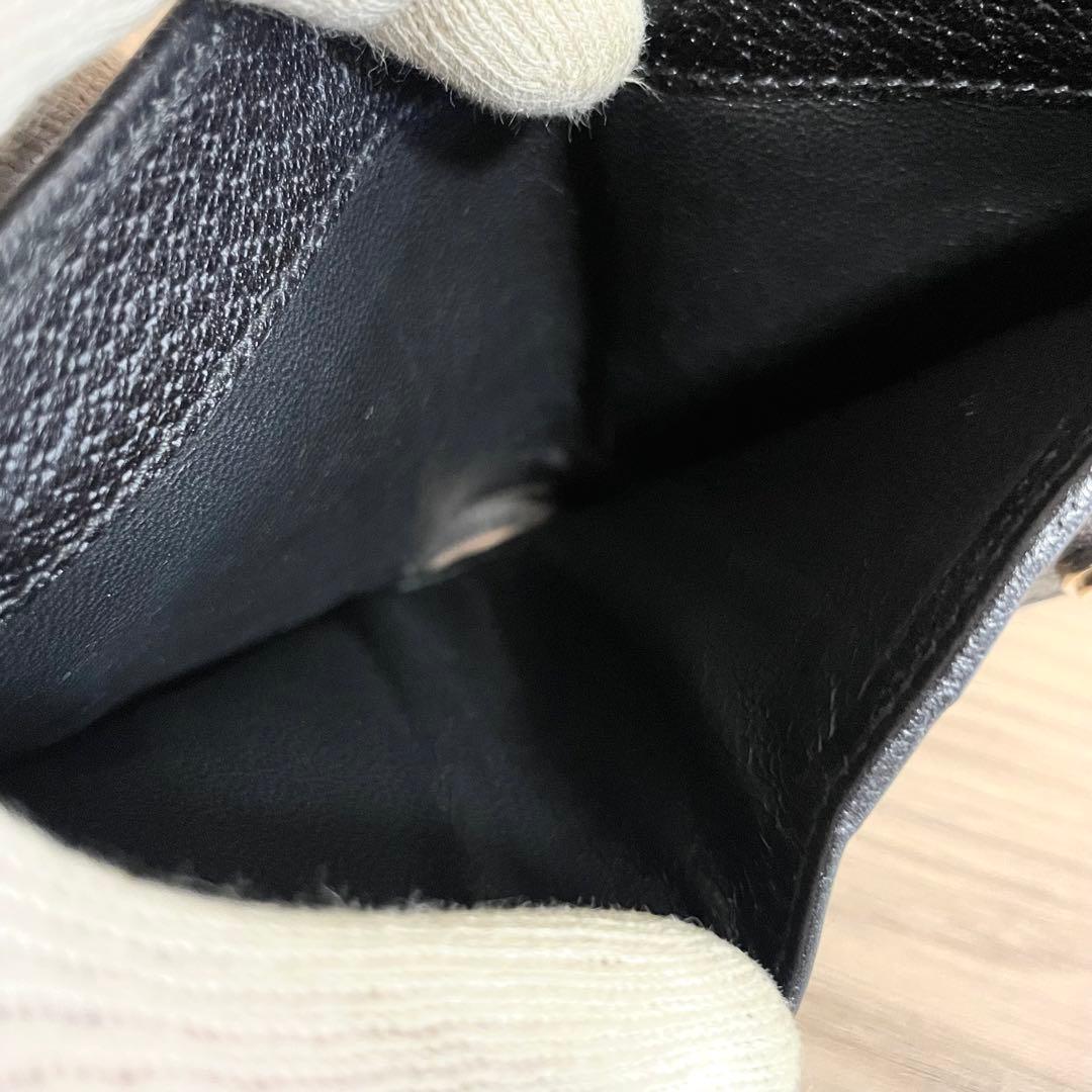 未使用級/グッチ　財布　二つ折り　GG アビー　ブラック　キャンバス　レザー
