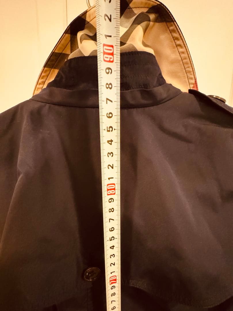 Burberryバーバリー紺ネイビートレンチコートレインコートポーチ付