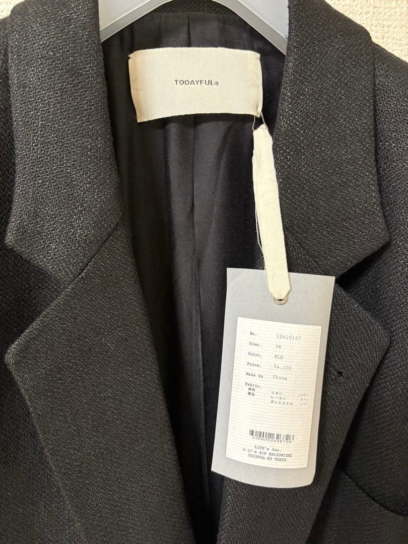 TODAYFUL Boyfriend Linen Jacket 黒 38