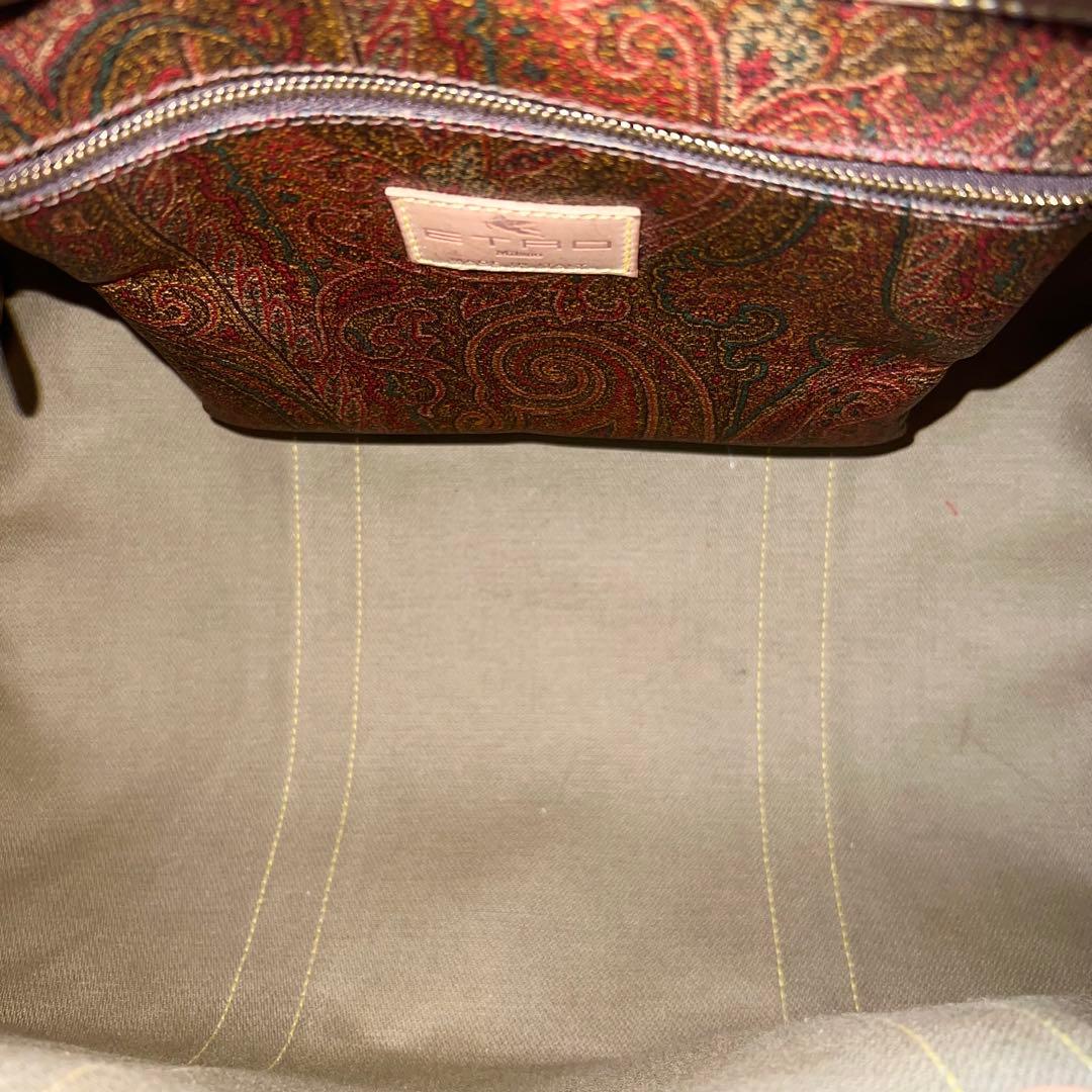 【大容量】鍵付 お買得 ETRO ボストンバッグ ペイズリー柄 PVC ブラウン