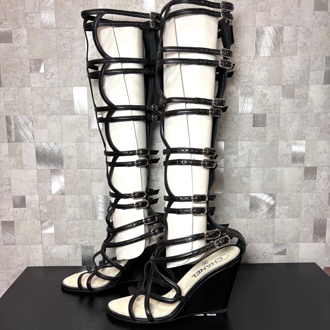 CHANEL シャネル　グラディエイター　ブーツ　サンダル　ココマーク　レザー