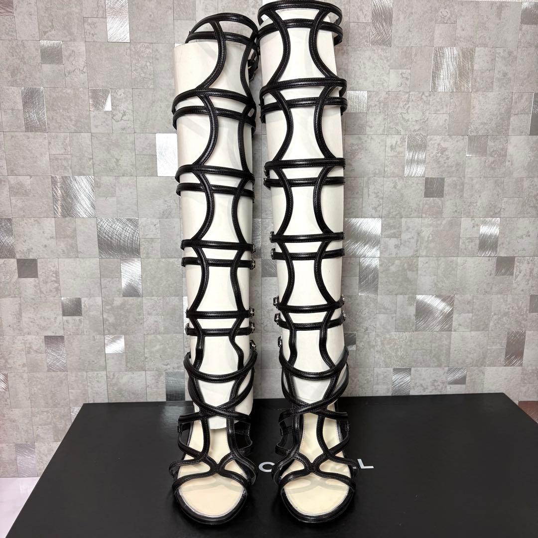 CHANEL シャネル　グラディエイター　ブーツ　サンダル　ココマーク　レザー