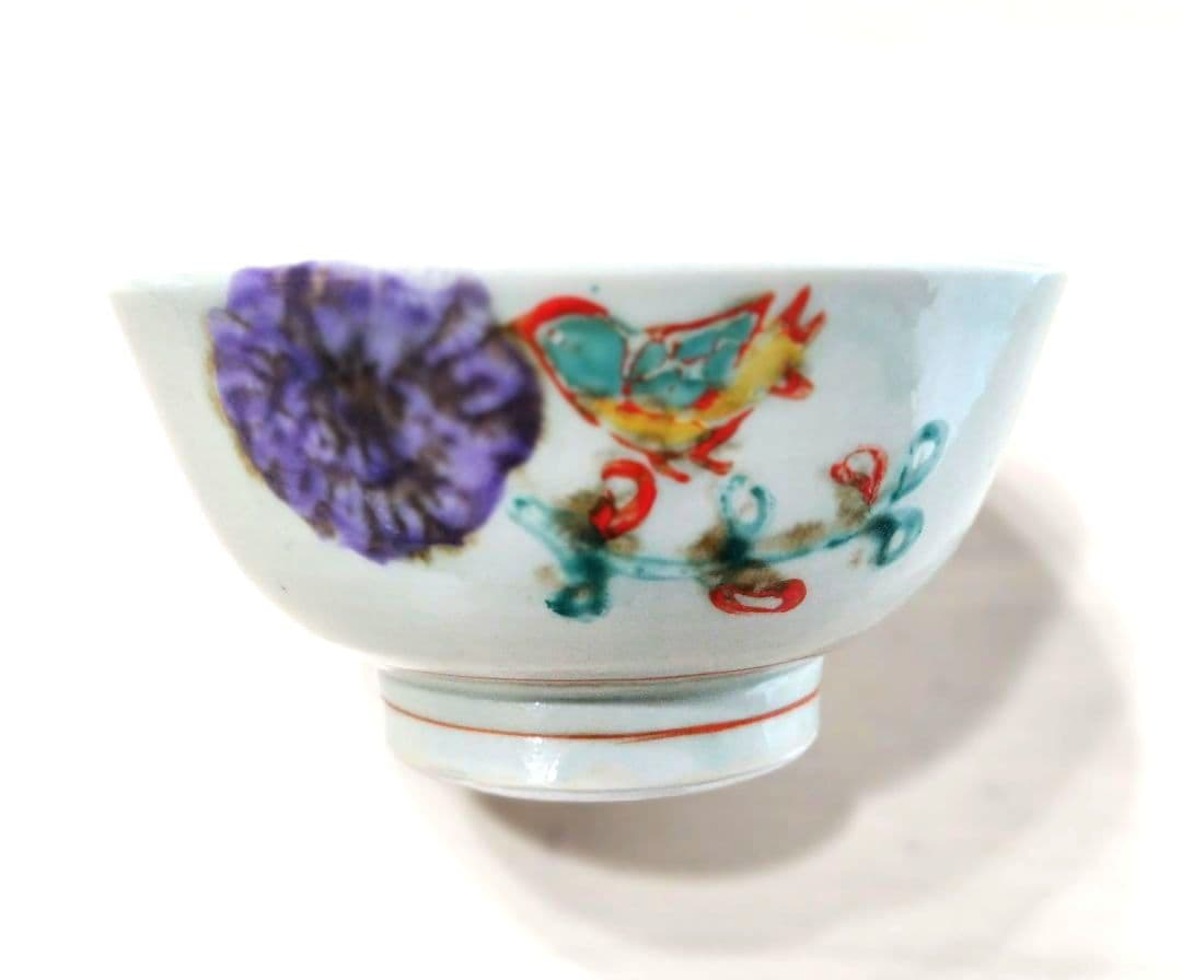 伊藤聡信　色絵　鳥　花　鉢　レア　希少　大きめ　丼ぶり　茶碗