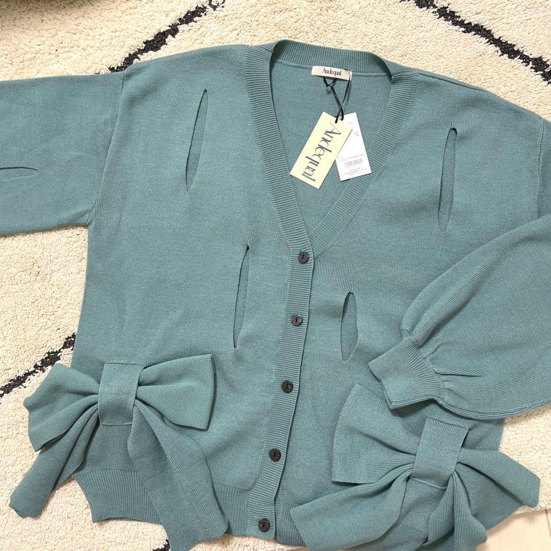 トップス Andequal hole ribbon spring cardigan